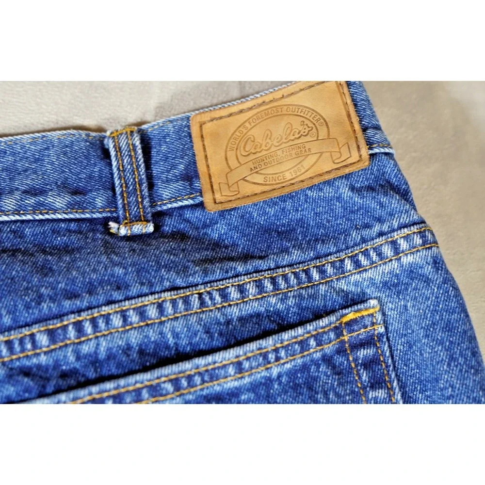Vintage 90s Cabelas Mens 42x34 (fits40x32) Field Brush Denim Jeans Blue Cotton
